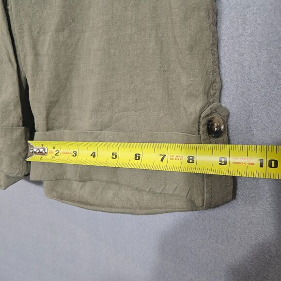 theory Sz 2 Linen Blend Safari Shorts Bermuda Legnth Cuffed Roll Tab Drab Green - Picture 5 of 8